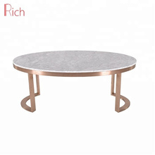 Latest Design Modern Rose Gold Stainless Steel Base Table Marble Round Coffee Table